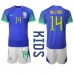 Günstige Brasilien Eder Militao #14 Babykleidung Auswärts Fussballtrikot Kinder WM 2022 Kurzarm (+ kurze hosen)